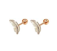 KnSam Pendientes de oro de 18 quilates Au750 para mujer, pendientes de hoja, oro amarillo de 18 quilates, pendientes estilo Art Nouveau, joyas de oro, Oro rosa de 9 quilates, Sin circonita