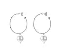 KnSam Pendientes de perlas para mujer, pendientes colgantes de oro blanco de 18 quilates Au750, oro 750, estilo Art Nouveau, color blanco