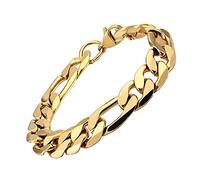 KNSAM - Pulsera de acero inoxidable para hombre, chapada en oro de 18 quilates, pulsera para hombres, oro de 21 cm, 21 centimeters, Acero inoxidable, Sin piedra