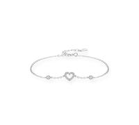 KnSam Pulsera de oro auténtico con colgante de oro blanco de 9 K/14 K/18 K, corazón mujer pulseras con diamantes, Au 375/585/750 oro blanco pulseras, 17+5CM, Oro blanco de 18 quilates (750), Diamante