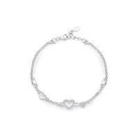 KnSam Pulsera de oro blanco Au 375/585/750, doble capa cadena mujer pulseras con diamante, 9 K/14 K/18 K oro blanco brazalete, 19+3CM, Oro blanco de 18 quilates (750), Diamante