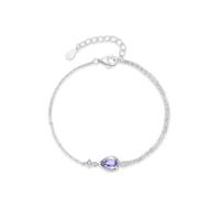 KnSam Pulsera para mujer de oro blanco Au 375/585/750, pulsera clásica pequeña para mujer, sencilla con amatista lila, corte de gota, 9 K/14 K/18 K, oro blanco, 17+5CM, Oro blanco de 18 quilates (750