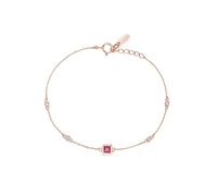 KnSam Pulseras de oro rosa de 9 K/14 K/18 K para mujer, joyas auténticas, 0,19 ct, rubí, pulseras clásicas de corte princesa rojo, pulseras con moissanita, oro de 18/14/9 quilates, Oro rosa de 18