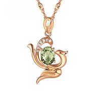 KnSam Rosegold 9K/14K/18K Halskette Damen 0.6ct Grün Turmaline Anhänger Kette Frau Geschenk Elegant Klassiker Oval Au 375/585/750 Rose Gold Damenkette Diamond EchtGoldschmuck, 40+5 CM, Oro rosa de 14