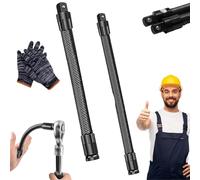 Knubbuf 1/2 Flexible Shaft Extension Extender Torque Socket, 360 Degree Bendable Spanner Extender Wrench Power Bar, Heavy Duty Flexible connecting Rod Impact Tool for Automotive Repair (2Pcs)