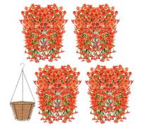 Knubbuf 2/4/6/8Pcs Artificial Hanging Flowers, 76cm UV Resistant Hanging Artificial Morning Glory Vine, Fake Trailing Plants Outdoor with Baskets for Wedding Garden Yard Home Decor (Orange, 8Pcs)