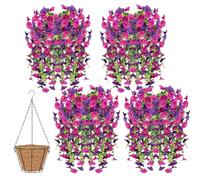 Knubbuf 2/4/6/8Pcs Artificial Hanging Flowers, 76cm UV Resistant Hanging Artificial Morning Glory Vine, Fake Trailing Plants Outdoor with Baskets for Wedding Garden Yard Home Decor (Rose Red, 8Pcs)