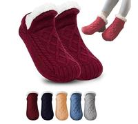 Knubbuf Admissioni Thermal Socks, Admissioni Indoor Non-Slip Thermal Socks, Fleece-Lined Non-Slip Thermal Slippers Socks for Women (FR/ES, Letras, M, Regular, Regular, Red)