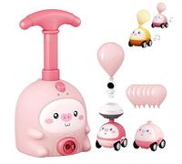 Knubbuf Animal Air Powered Balloon Car Toy, Animal Balloon Car Toy with 2 Cars, Stem Educational Cars Toys Set for Boys Girls, Aerodynamic Pump Toys (Pink)