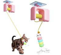 Knubbuf Automatic Yo-Yo Style Cat Toy, Interactive Cat Toy Automatic Retractable Door Hanging Cats Climber, Smart Electric Cats Toys, 70-Inch Motion Activated Paws (Pink)