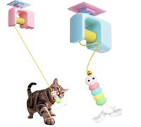 Knubbuf Automatic Yo-Yo Style Cat Toy, Interactive Cat Toy Automatic Retractable Door Hanging Cats Climber, Smart Electric Cats Toys, 70-Inch Motion Activated Paws (Blue)
