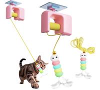 Knubbuf Automatic Yo-Yo Style Cat Toy, Interactive Cat Toy Automatic Retractable Door Hanging Cats Climber, Smart Electric Cats Toys, 70-Inch Motion Activated Paws (Pink+1Replacement Head)