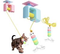 Knubbuf Automatic Yo-Yo Style Cat Toy, Interactive Cat Toy Automatic Retractable Door Hanging Cats Climber, Smart Electric Cats Toys, 70-Inch Motion Activated Paws (Blue+1Replacement Head)