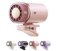 Knubbuf Car Clip on Air Conditioner Fan with LED Display, 360° Rotation Portable Car Fan for Backseat, 199 Speeds Adjustable Personal Air Conditioner, USB Rechargeable Cooling Fans (Pink)