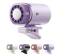 Knubbuf Car Clip on Air Conditioner Fan with LED Display, 360° Rotation Portable Car Fan for Backseat, 199 Speeds Adjustable Personal Air Conditioner, USB Rechargeable Cooling Fans (Purple)