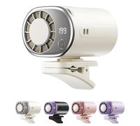 Knubbuf Car Clip on Air Conditioner Fan with LED Display, 360° Rotation Portable Car Fan for Backseat, 199 Speeds Adjustable Personal Air Conditioner, USB Rechargeable Cooling Fans (White)