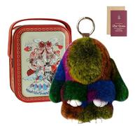 Knubbuf Cute Bunny Keychain in a Tin Box - Fluffy Lop-Eared Rabbit Plush Keyring, Soft Faux Fur Bag Charm & Purse Accessory, Adorable Easter Birthday Gift for Women Girls (C)