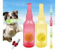 Knubbuf Pet Chew Beer Bottle Ball Toy, Ball in a Bottle Dog Toy, Crunch and Play BottleToy, Squeaky Interactive Dog Toys for Dogs of to Grind Teeth (Red +Yellow)