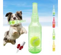 Knubbuf Pet Chew Beer Bottle Ball Toy, Ball in a Bottle Dog Toy, Crunch and Play BottleToy, Squeaky Interactive Dog Toys for Dogs of to Grind Teeth (Green)