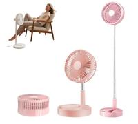 Knubbuf Portable Standing Fan, 7200mAh Rechargeable Foldable Pedestal Fans, 4 Speeds Quiet Telescopic Floor and Desk Fan for Bedroom, Office, Camping, Travel (Blanco)