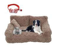 Knubbuf Premium Plush Dog Sofa Bed, Plush Calming Pet Sofa Beds, Calming Dog Bed with Removable Washable Cover, Anti-Slip Bottom Pet Couch For Small to Large Dogs and Cats (Brown, L:65 * 45 * 30cm)