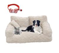 Knubbuf Premium Plush Dog Sofa Bed, Plush Calming Pet Sofa Beds, Calming Dog Bed with Removable Washable Cover, Anti-Slip Bottom Pet Couch For Small to Large Dogs and Cats (Beige, S:45 * 39 * 21cm)
