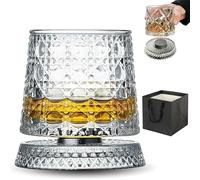 Knubbuf Rotating Crystal Whiskey Glass, 360° Rotating Crystal Whisky Tumbler, Old Fashioned Bourbon Glasses, Stress Relief Glassware Gift for Men, Dad, Husband (#01)