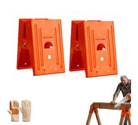 Knubbuf Saw Horses Twin Pack, Heavy Duty Sawhorse Brackets with Adjustable 25-Degree Angle, Cold Rolled Steel Work Horse Set for Log Cutting, Furniture Making & Workshop Benches (Orange,2pcs)