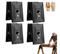 Knubbuf Saw Horses Twin Pack, Heavy Duty Sawhorse Brackets with Adjustable 25-Degree Angle, Cold Rolled Steel Work Horse Set for Log Cutting, Furniture Making & Workshop Benches (Black,4pcs)