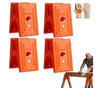 Knubbuf Saw Horses Twin Pack, Heavy Duty Sawhorse Brackets with Adjustable 25-Degree Angle, Cold Rolled Steel Work Horse Set for Log Cutting, Furniture Making & Workshop Benches (Orange,4pcs)
