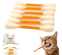 Knubbuf Swabs Cat Toys with Catnip | 6 PK Durable Cotton Swabs Cat Toys | Interactive Kitten Teething Sticks & Chew Toys | Big Felt Kitty Kicker Accessories for Indoor Boredom Relief (Yellow)