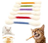 Knubbuf Swabs Cat Toys with Catnip | 6 PK Durable Cotton Swabs Cat Toys | Interactive Kitten Teething Sticks & Chew Toys | Big Felt Kitty Kicker Accessories for Indoor Boredom Relief (Color)