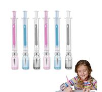 Knubbuf Syringe Shaped Gel Pens, 0.38mm Black Neutral Pen, Novelty Creative Fun Medical Pen and Pad Set, Perfect Nurse Accessories for Work, Nursing School Students, Office Supplies (6pc)