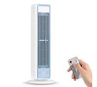 Knubbuf Tower Fan for Bedroom, 90° Oscillating Standing Fan with Remote, 5 Speeds & 4 Modes, 12H Timer, Bladeless Cooling Fans for Home Office, Fans that Blow Cold air (White)