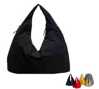 Knubbuf Women's Solid Color Textured Draped Tote Bag, 2025 New Tote Bag for Women, Large Capacity Shoulder Bag for Work & Daily Used (Black)
