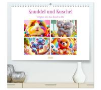 Knuddel und Kuschel (hochwertiger Premium Wandkalender 2026 DIN A2 quer), Kunstdruck in Hochglanz: Zwölf Mal Flausch und Gute-Laune-Klang, ein Kuschelfest das ganze Jahr lang