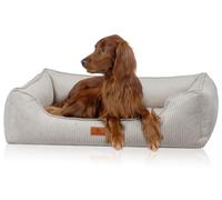 Knuffelwuff - Cama ortopédica de Pana con carácter Tejido a Mano Nunavut XXL 120 x 85 cm, Color Gris Claro, Funda extraíble, Lavable, para Perros Grandes, medianos y pequeños