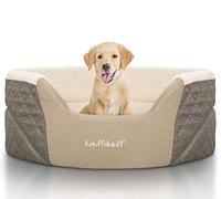 Knuffelwuff - Cama ortopédica para Perro (90 x 66 cm, Borde Alto), Color marrón y Beige