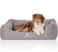 Knuffelwuff Cama ortopédica para Perros Leano de Terciopelo con Personaje de Tejido a Mano XL 105 x 75 cm Gris