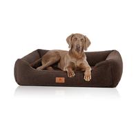 Knuffelwuff cama ortopédica para perros Wollekopp de suave material tipo peluche M-L 85 x 63 cm Marrón