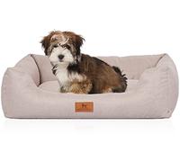 Knuffelwuff Cama para Perros Emma de Terciopelo con Fino Tejido a Mano en Colores Pastel M-L 85 x 63 cm Beige