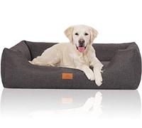 Knuffelwuff Cama para perros Lotte de terciopelo con fino tejido a mano, XL, 105 x 75 cm, color gris, funda extraíble, lavable, para perros grandes, medianos y pequeños