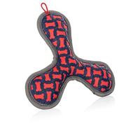Knuffelwuff Tri Flyer Juguete para Perros Rojo Hecho de Goma y Tela - Fijación con Agarre, Respetuoso con los Dientes y Fortalecedor - Flotable, Ideal para Jugar y Entrenamiento de acondicionamiento p