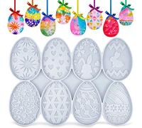 KNUIUYY Moldes de Silicona Pascua, Decoración Pascua DIY, Resina Epoxi Manualidades, Conejo & Huevo para Resina, Velas, Jabón, Joyas,Llave Colgante
