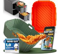 KNUSPERLIEBE Juego de 2 moldes de silicona para airfryer Ninja Double Stack XL SL400EU/SL451EU, insertos de silicona sin BPA, antiadherente, apto para lavavajillas, accesorios también para Foodi Max