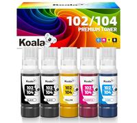 Koala 102 104 Cartuchos de Tinta Compatible para Epson 104 102 para EcoTank ET-2812 ET-1810 ET-2810 ET-2820 ET-2856 ET-4800 ET-4850 ET-4810 ET-3850 ET-15000 (BCMY, 5 x 70ml)