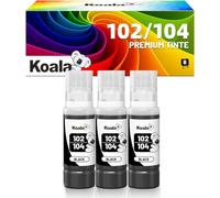 Koala 104 Cartuchos de Tinta Negro Compatible para Epson 104 102 para EcoTank ET-4800 ET-1810 ET-2710 ET-2712 ET-2714 ET-2810 ET-2812 ET-2820 ET-2821 ET-2825 ET-2856 ET-4850 ET-4810 ET-3850 (3 Pack)