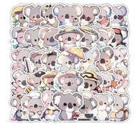 Koala 50 pegatinas para adultos, niños y adolescentes, lindas pegatinas de animales de dibujos animados koala pegatinas impermeables para ordenador portátil coche monopatín botellas de agua