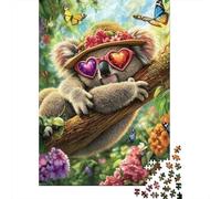 Koala Adorable Flores de Verano Puzzle de 1000 Piezas Puzzle para Adultos Relajación Decoración Hogar Buen Regalo 38x26cm/1000pcs
