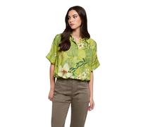 KOALA BAY | Leafiros | Camisa Mujer Verde Estampado Tropical | Blusa Manga Corta Fluida | Camiseta Botones Verano | Estilo Casual Fresco Moda (FR/ES, Letras, L, Regular, Regular, Verde)